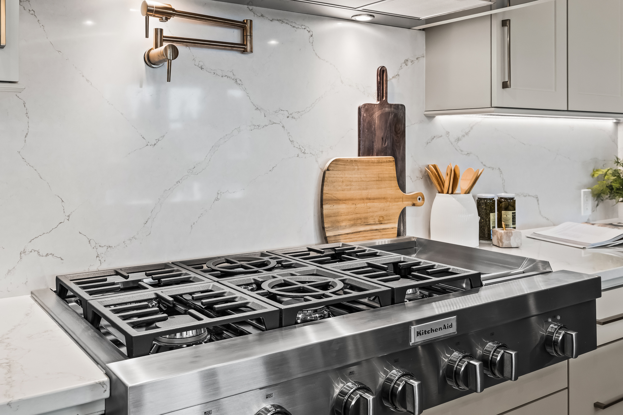 Close up of kitchen stove top