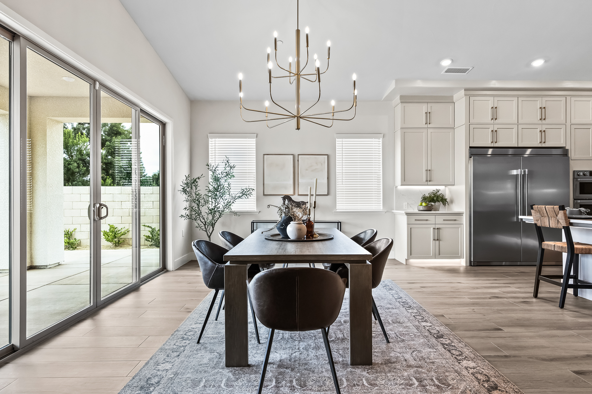 wide angle of dining area