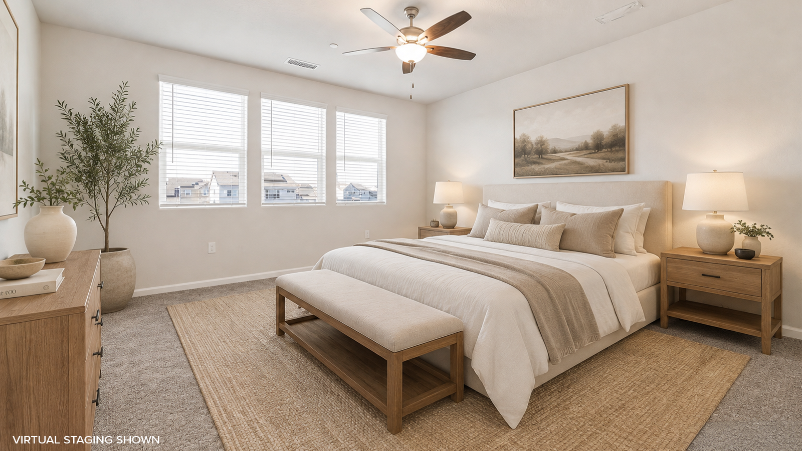 Virtual staging of the primary bedroom