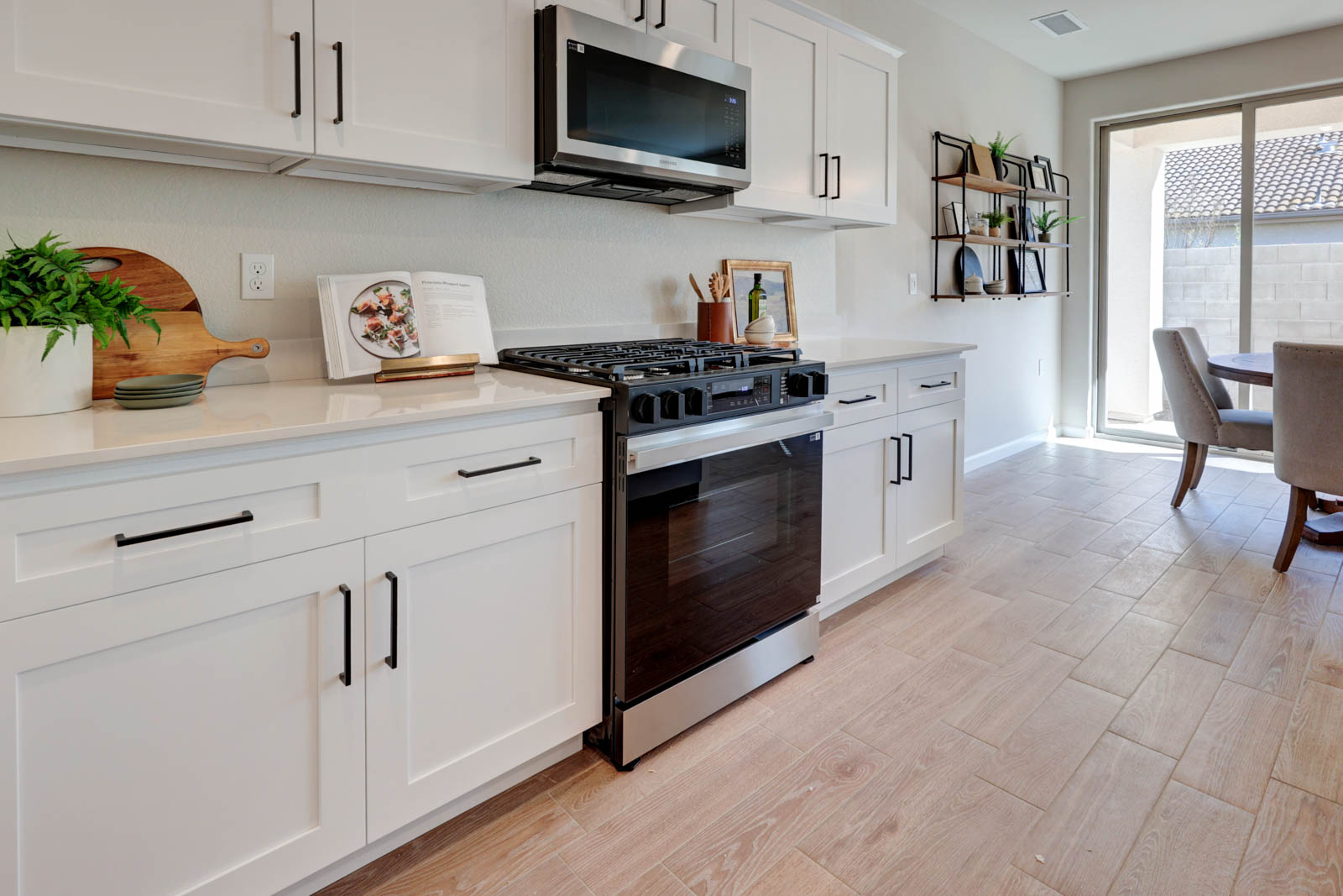 Range with micro hood above