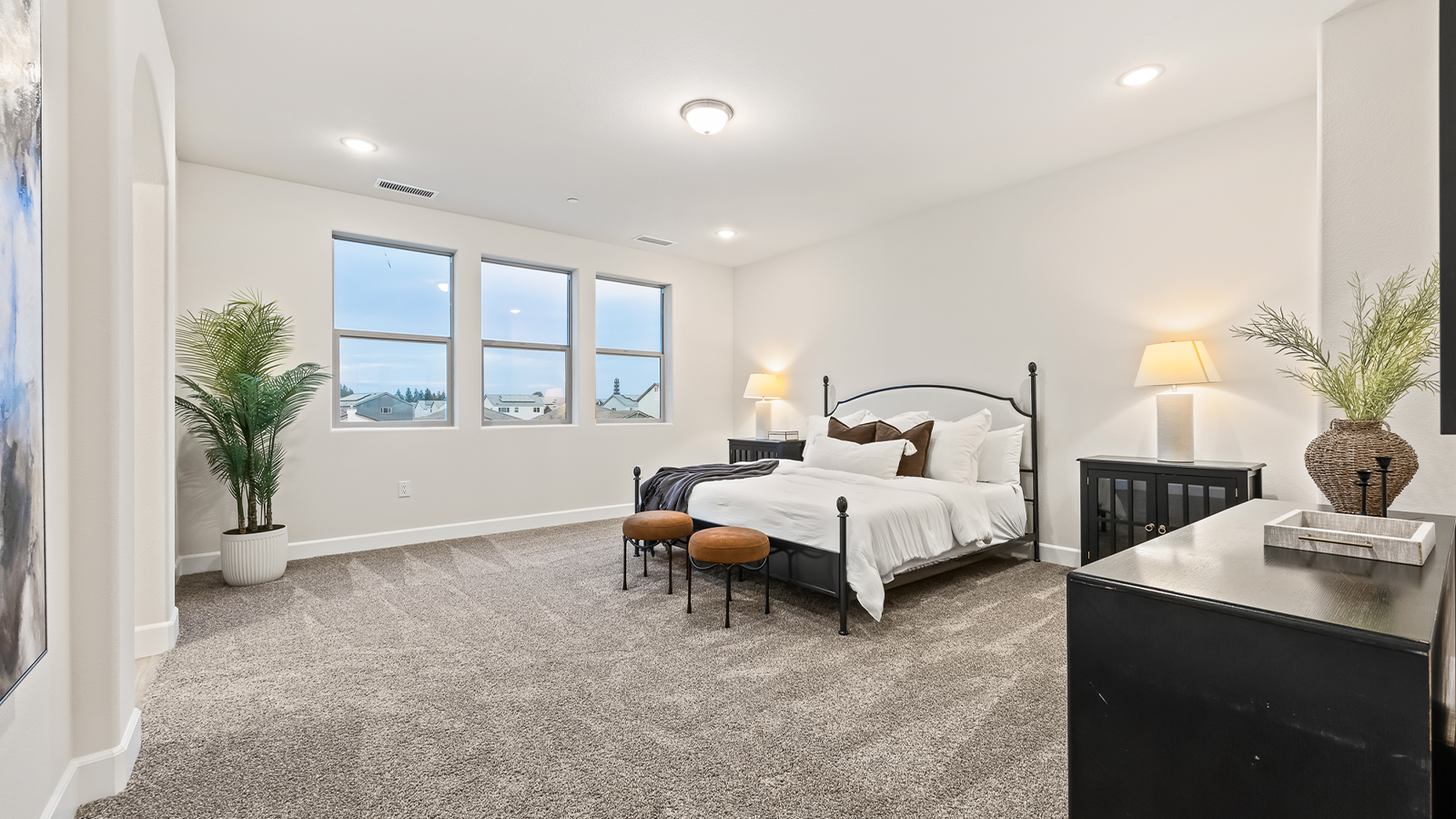 Wide angle of Primary bedroom