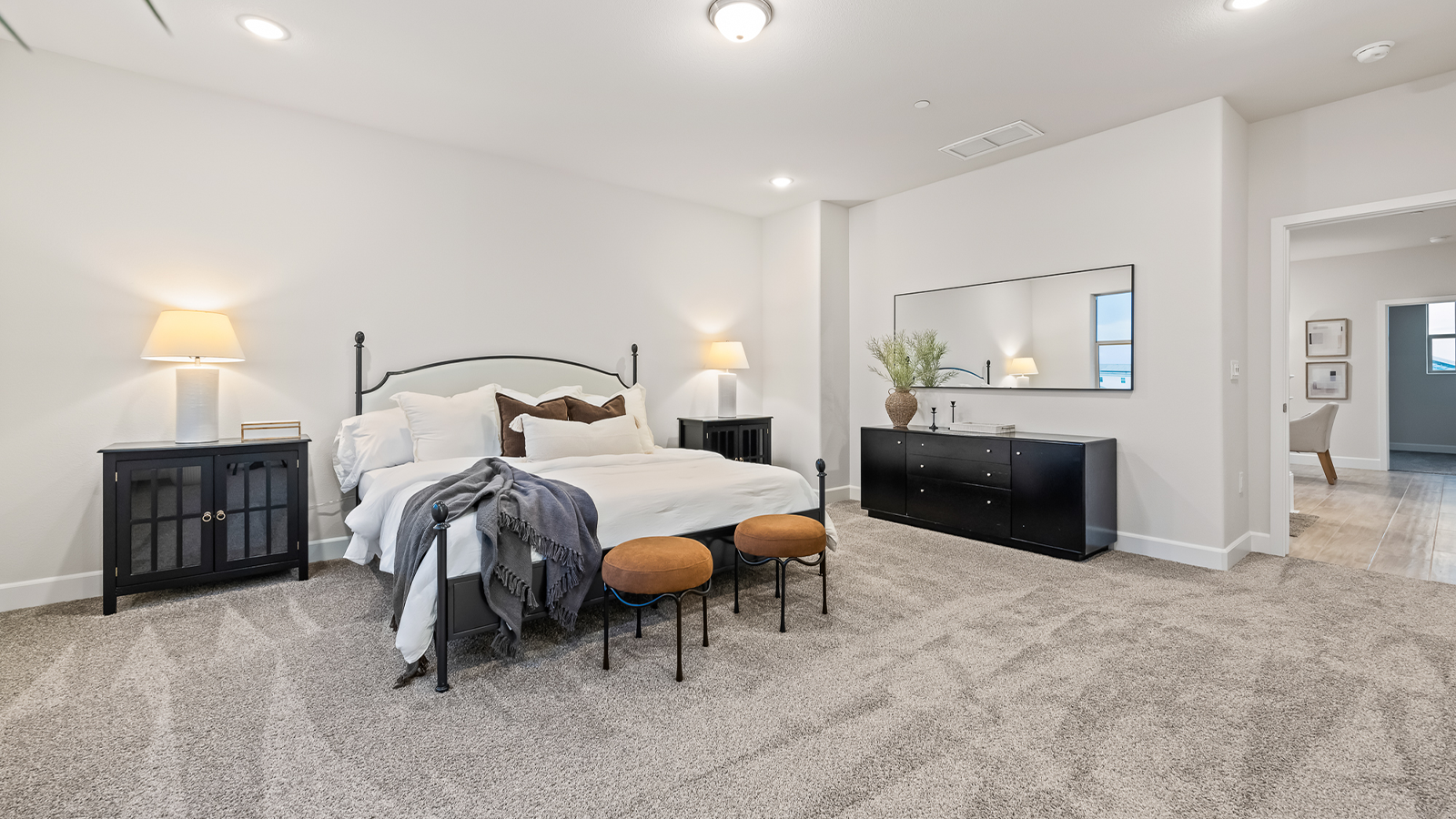 Wide angle of Primary bedroom