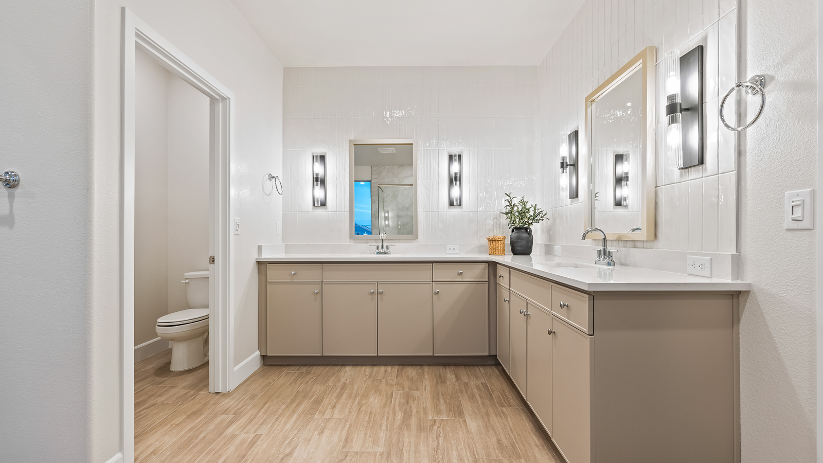 Wide angle of primary bathroom