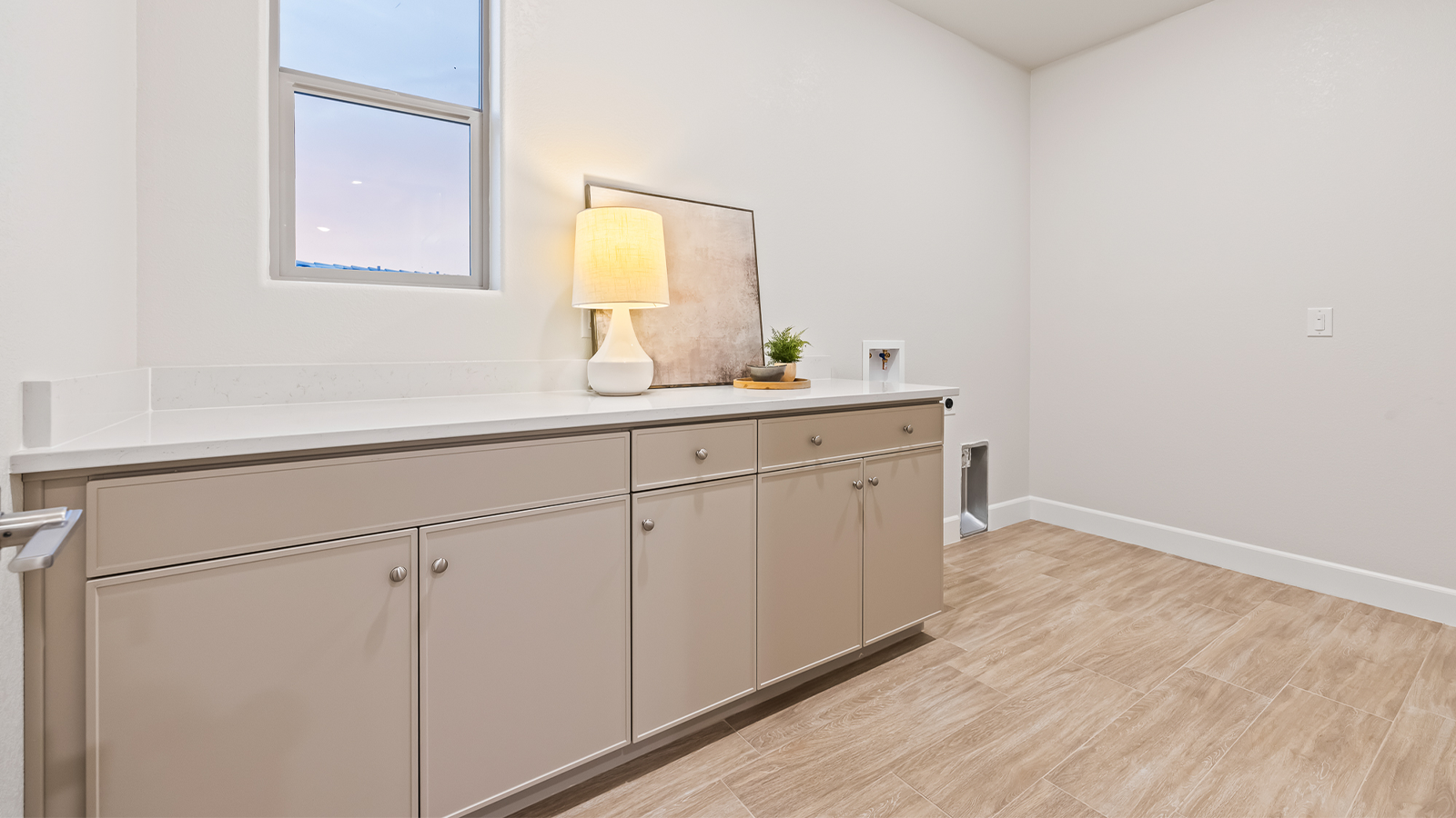 Wide angle of laundry room