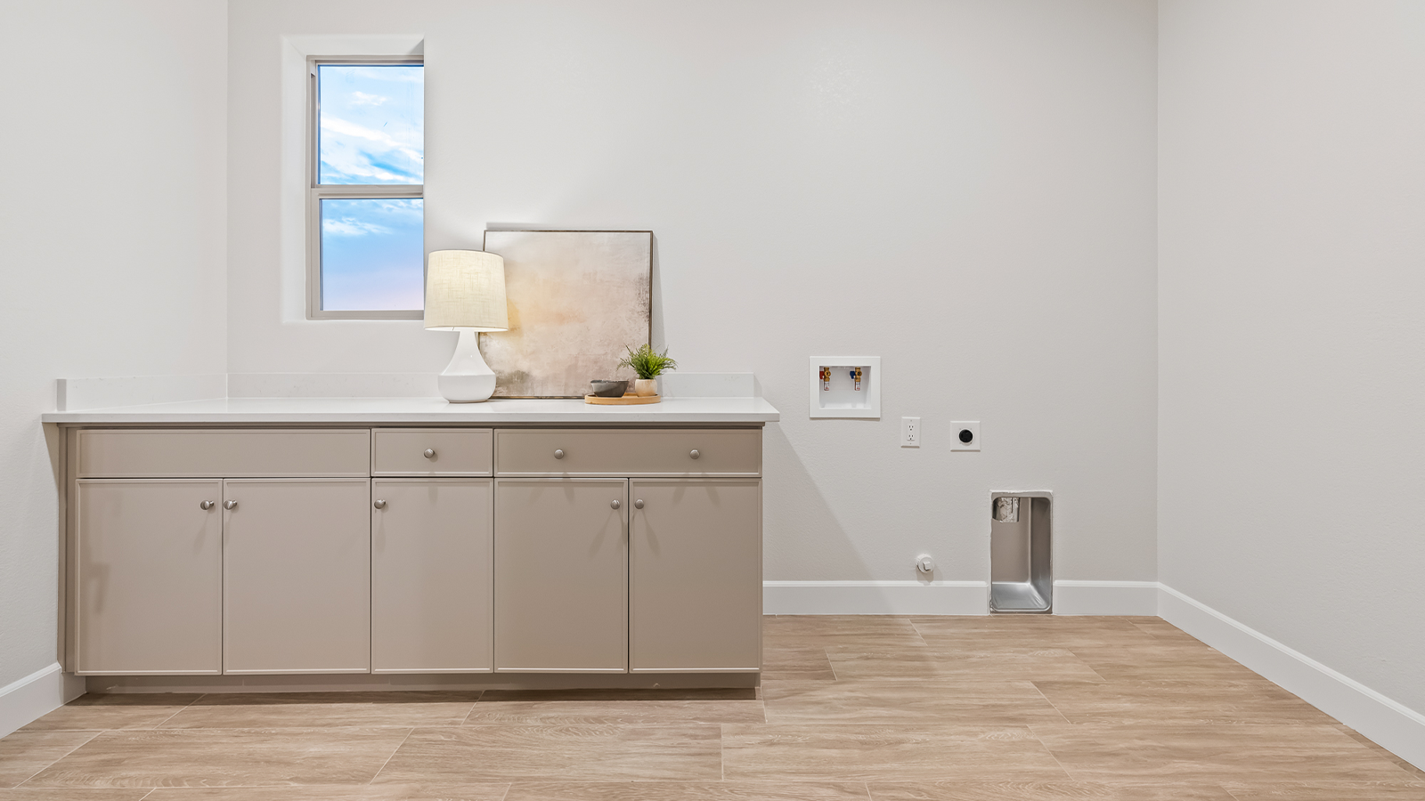 Wide angle of laundry room